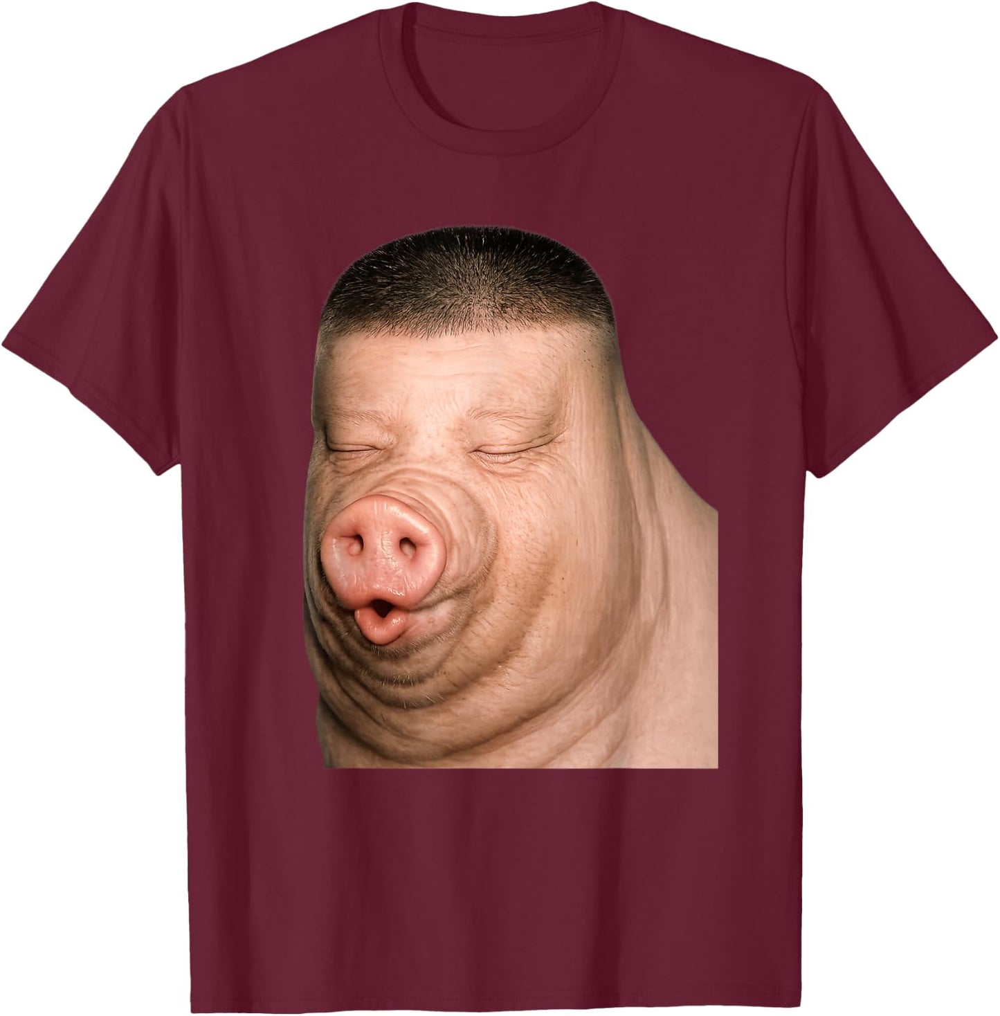 Funny Cute John Pork Dih Meme Fade Haircut T-Shirt - T-Shirt | Maroon