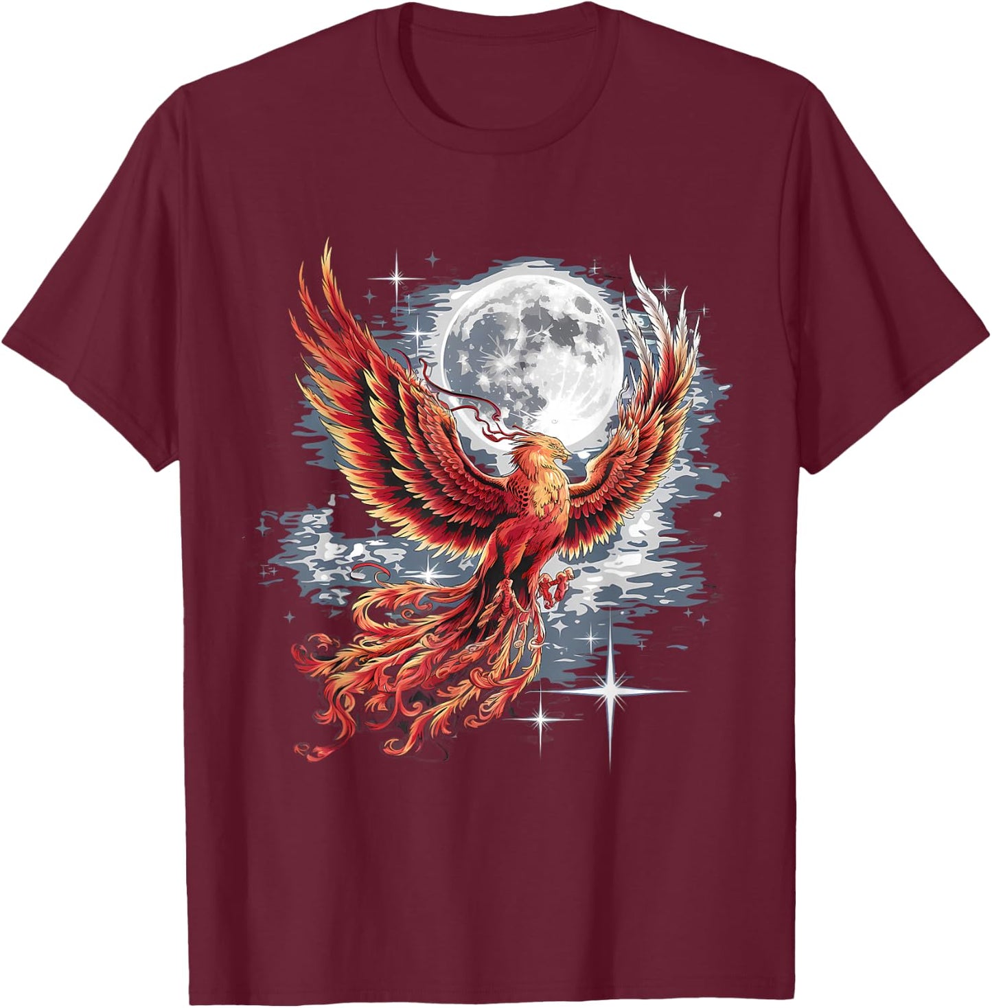 Phoenix Full Moon Rejuvenation Bird Phoenix Bird , black T-Shirt - T-Shirt | Maroon