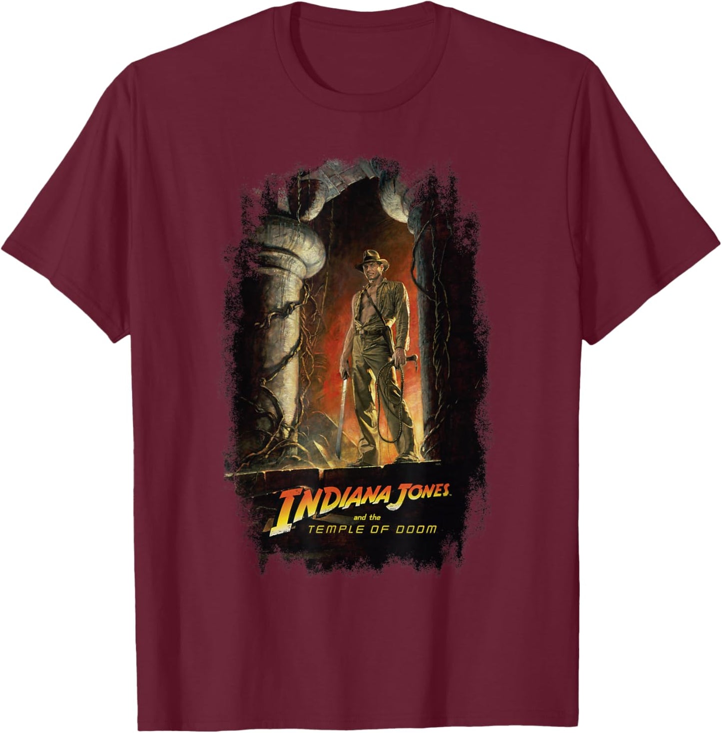 Lucasfilm Indiana Jones and the Temple of Doom Poster Art , black T-Shirt - T-Shirt | Maroon