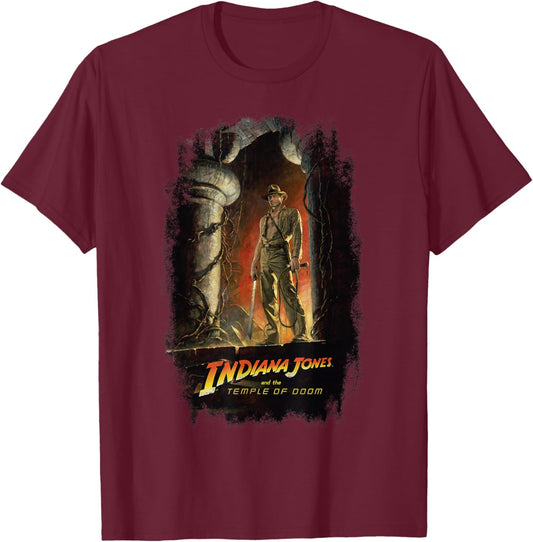 Lucasfilm Indiana Jones and the Temple of Doom Poster Art , black T-Shirt - T-Shirt | Maroon