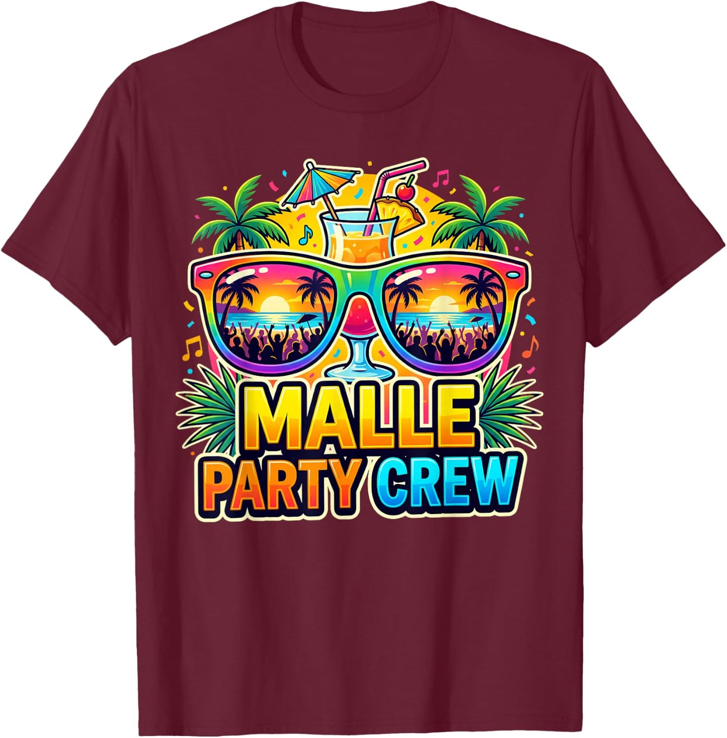 Malle Party Crew Mallorca Strand Urlaub T-Shirt - T-Shirt | Maroon