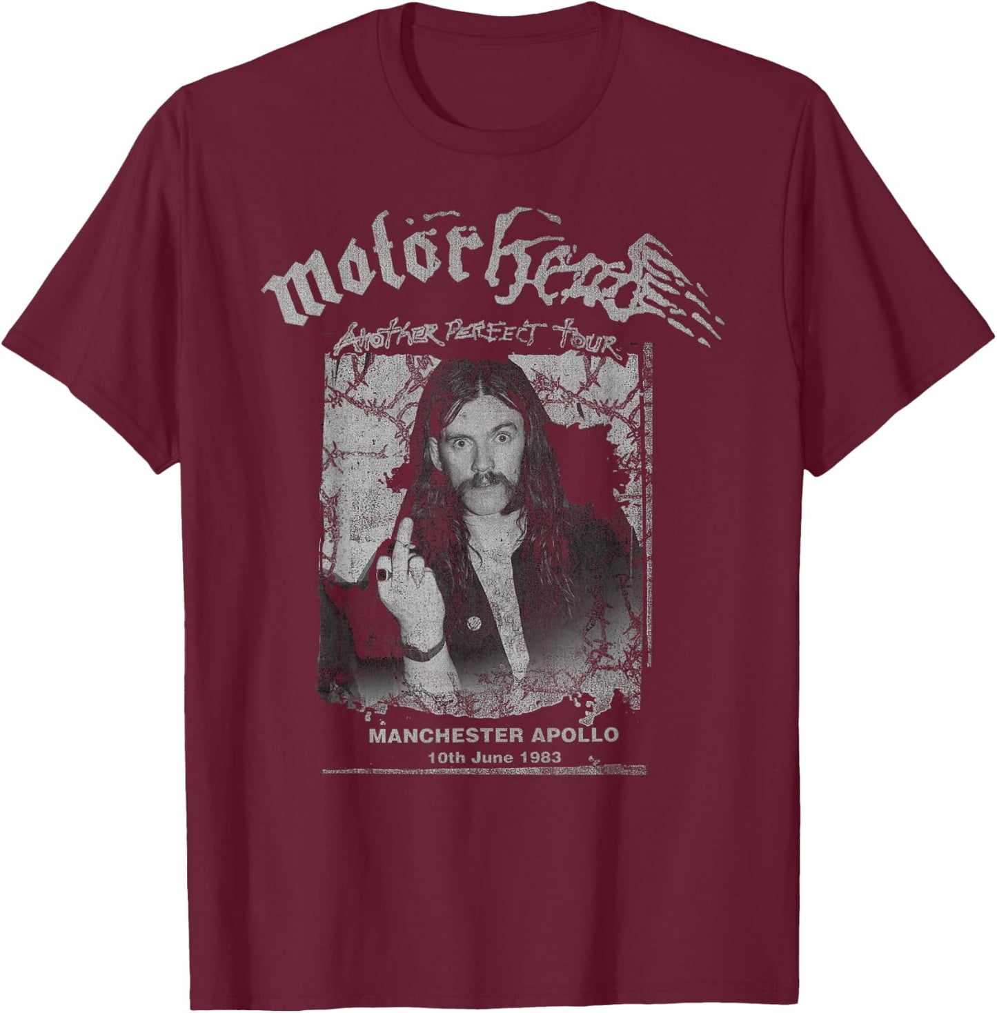 Motörhead – APD Finger Manchester Apollo T-Shirt - T-Shirt | Maroon