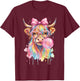 Highland Cow Blowing Bubblegum T-Shirt - T-Shirt | Maroon