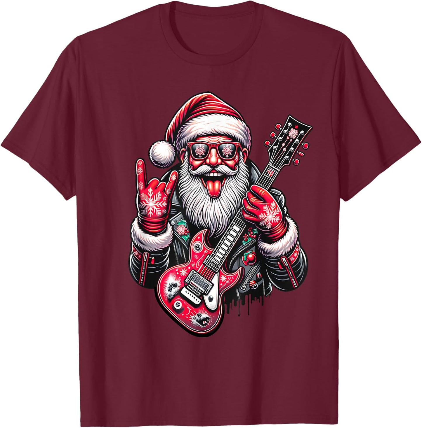 Vintage Rock & Roll Santa Claus Shirt Boys T-Shirt - T-Shirt | Maroon