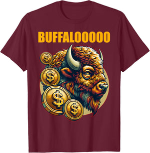 Lucky Buffalo Casino Slot Machine BUFFALOOOOO Gambling T-Shirt - T-Shirt | Maroon
