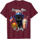 Black Cat Fourth of July American T-Shirt - T-Shirt | Maroon