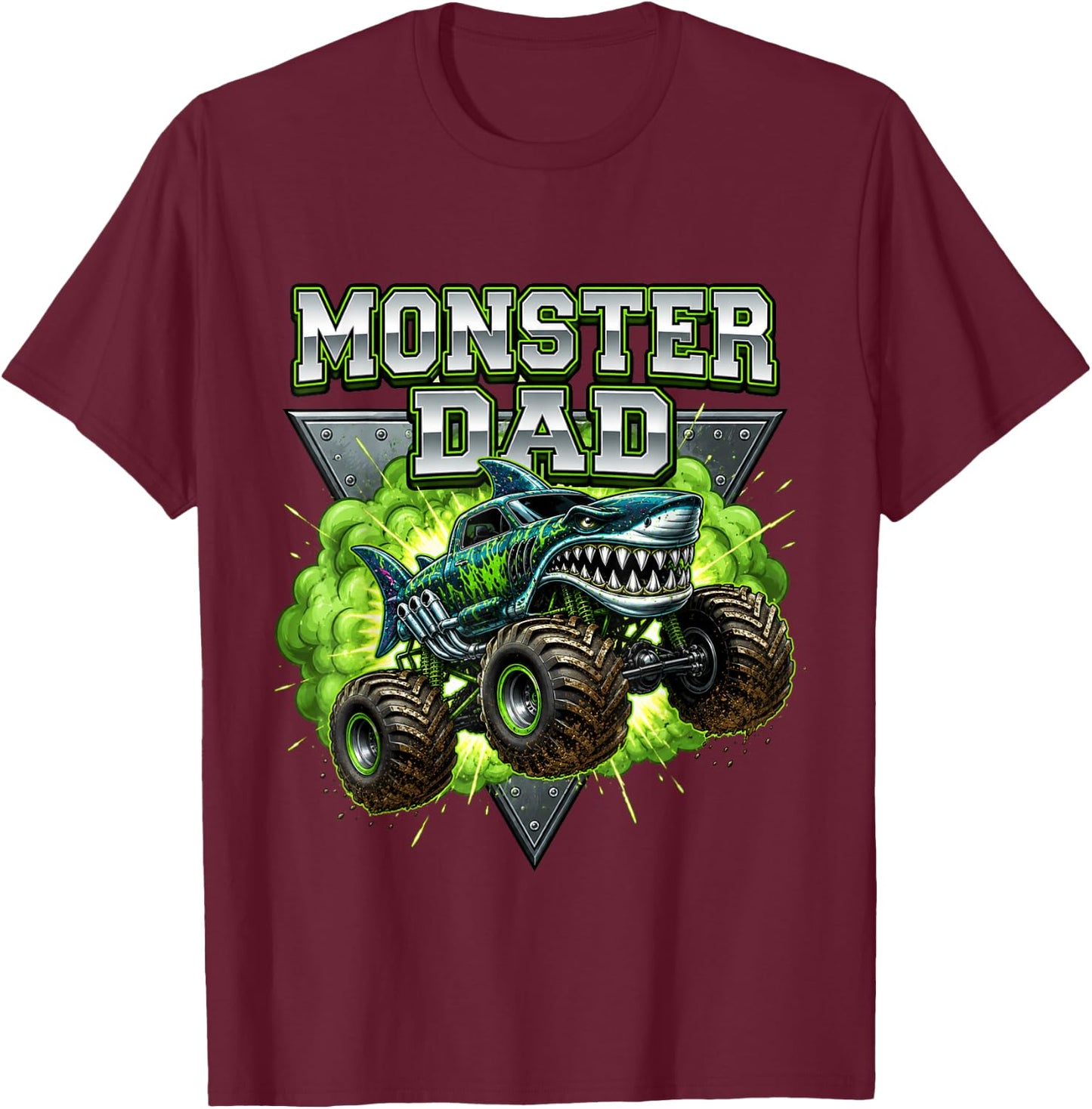 Monster Truck Dad Family Matching Daddy Apparel Father's Day T-Shirt - T-Shirt | Maroon