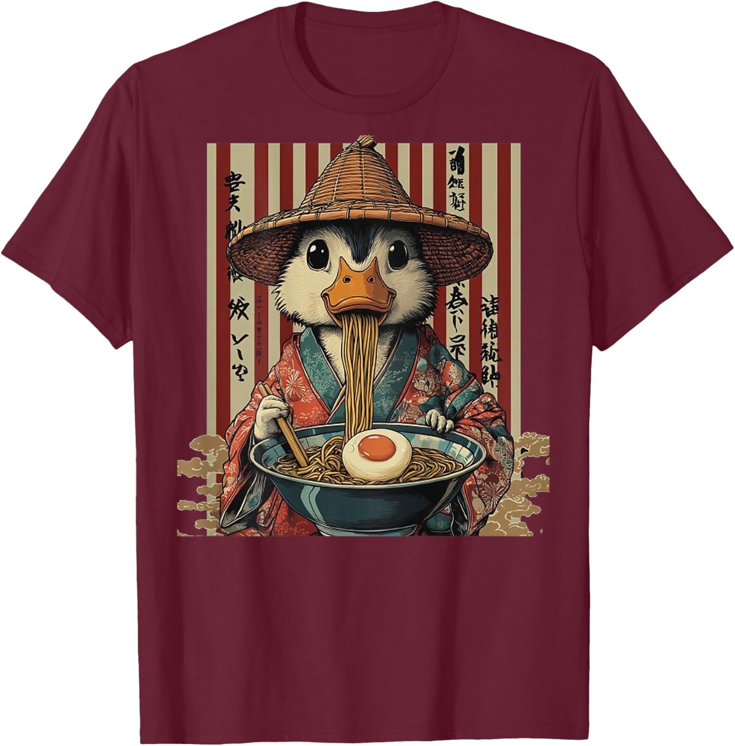 Backprint Japan Aesthetic Ramen Nudeln Urban Streetwear T-Shirt - T-Shirt | Maroon