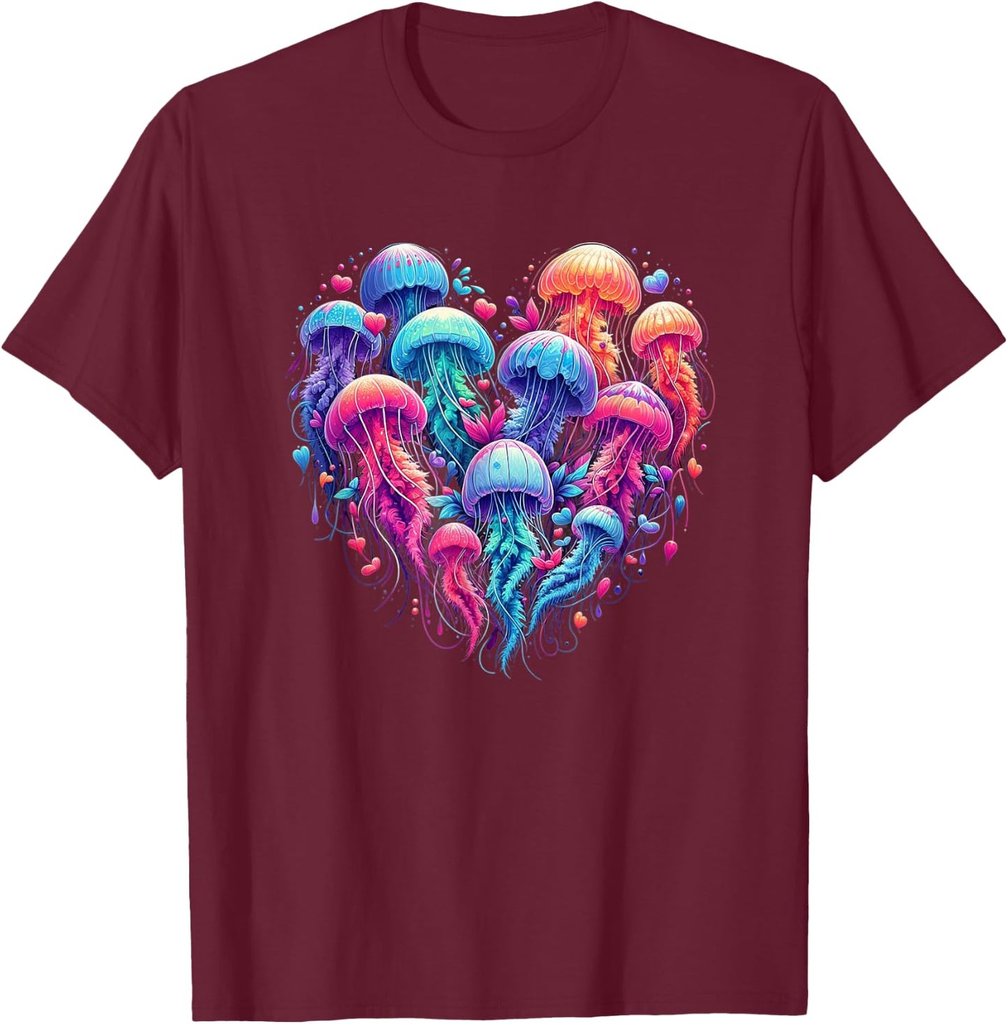 Jellyfish Love Beautiful Colorful Jellyfish Art Fish T-Shirt - T-Shirt | Maroon