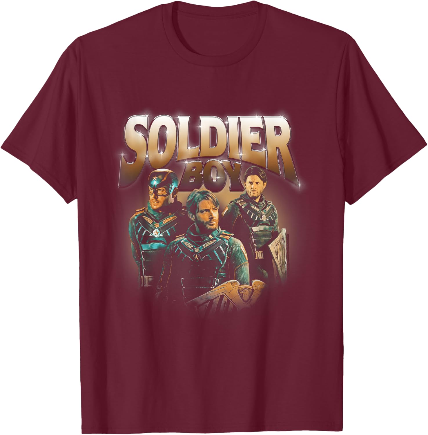 The Boys Soldier Boy Supe Character 90s Collage , black T-Shirt - T-Shirt | Maroon