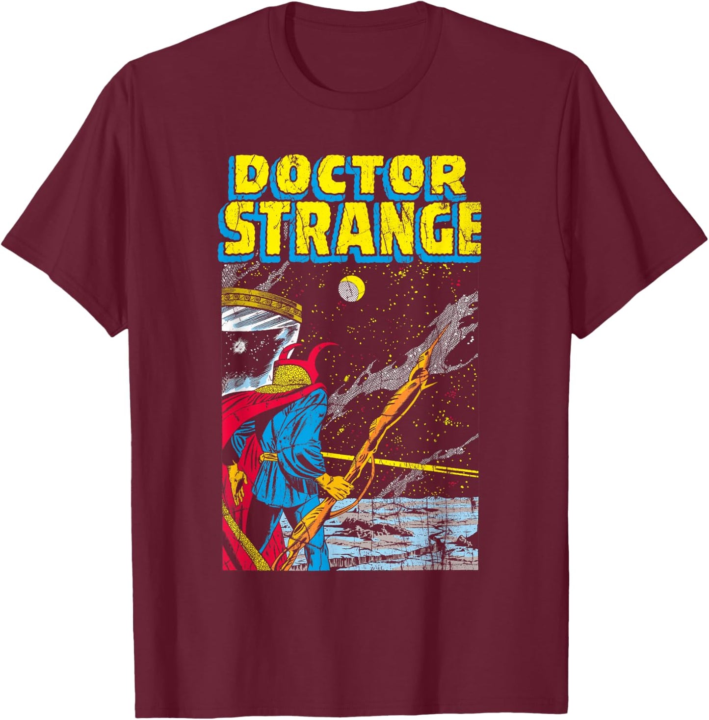 Marvel Doctor Strange Galaxy Retro Comic Graphic T-Shirt - T-Shirt | Maroon
