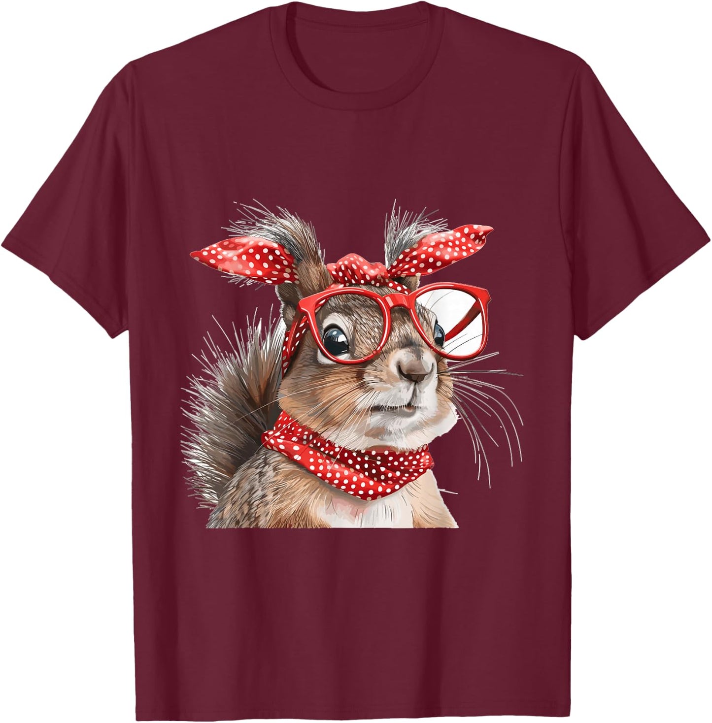 Squirrel Animal Lover Graphic T-Shirt - T-Shirt | Maroon