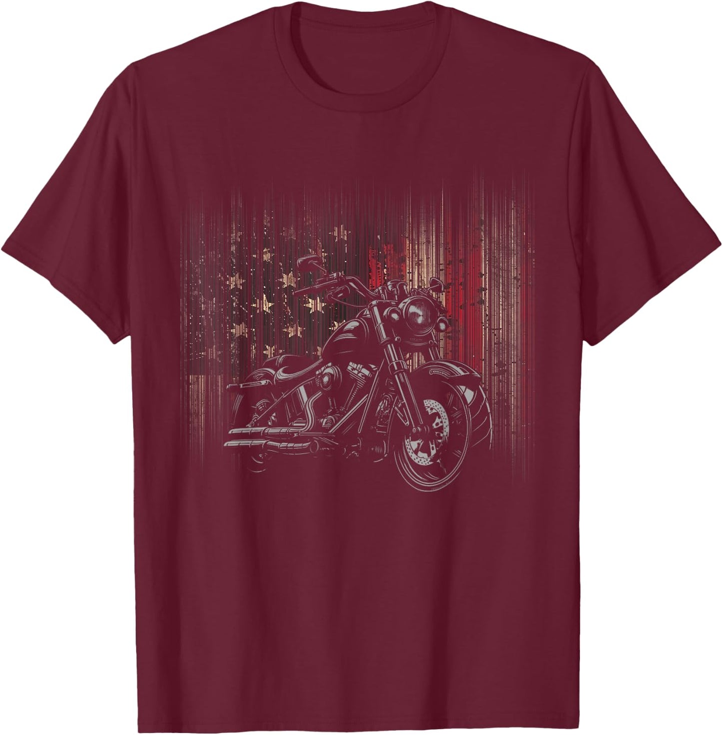 American Flag Motorcycle Apparel - Motorcycle Women Kids Men T-Shirt - T-Shirt | Maroon