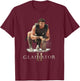 Lucius Verus Gladiator Battle - Schwarz, S - Klassisch, Einfarbig, Lizenziert und filminspiriert - -Erwachsene und Kinder T-Shirt - T-Shirt | Maroon