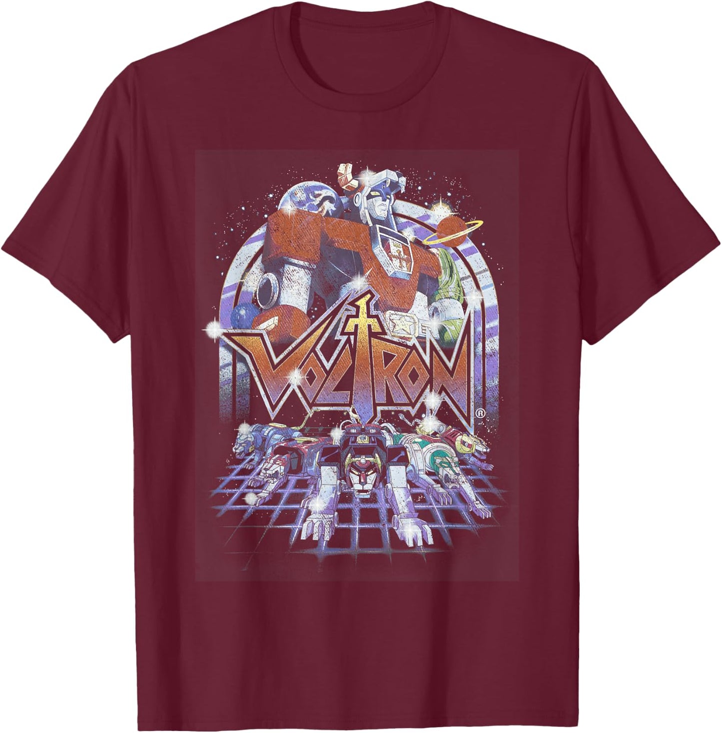 Voltron Defender Of The Universe Gleam Vintage Logo T-Shirt - T-Shirt | Maroon