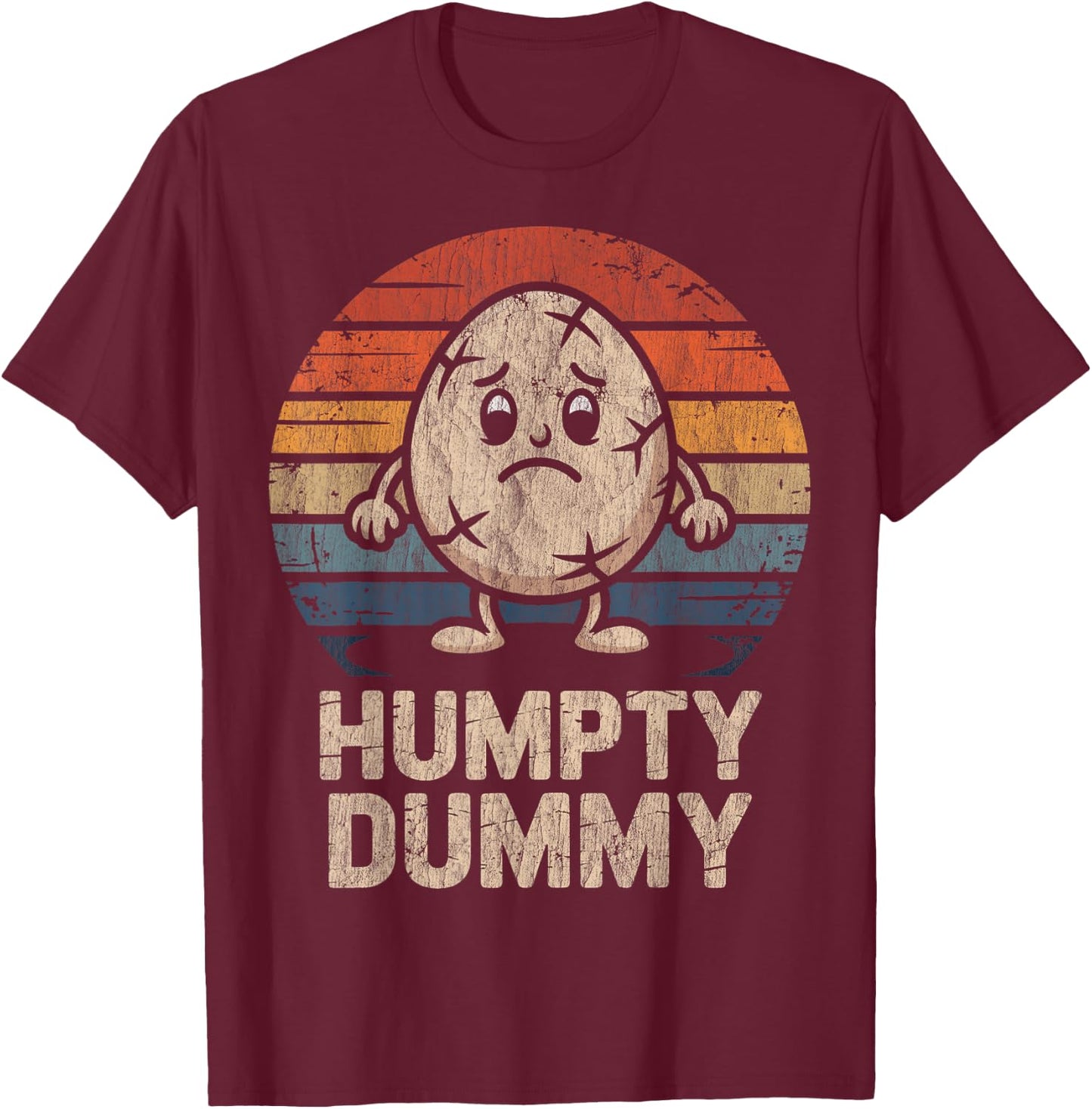 Humpty Dumpty Retro Sunset Vintage Nursery Rhyme T-Shirt - T-Shirt | Maroon