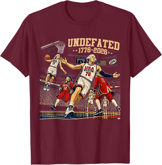 Undefeated 1776-2026 250 Years Basketball 4th of July T-Shirt - T-Shirt | Maroon
