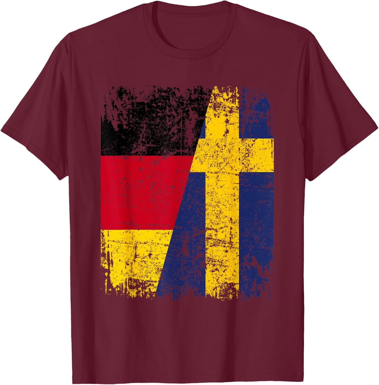 SCHWEDEN DEUTSCHLAND Flagge | Damen Herren Kinder | Schweden T-Shirt - T-Shirt | Maroon
