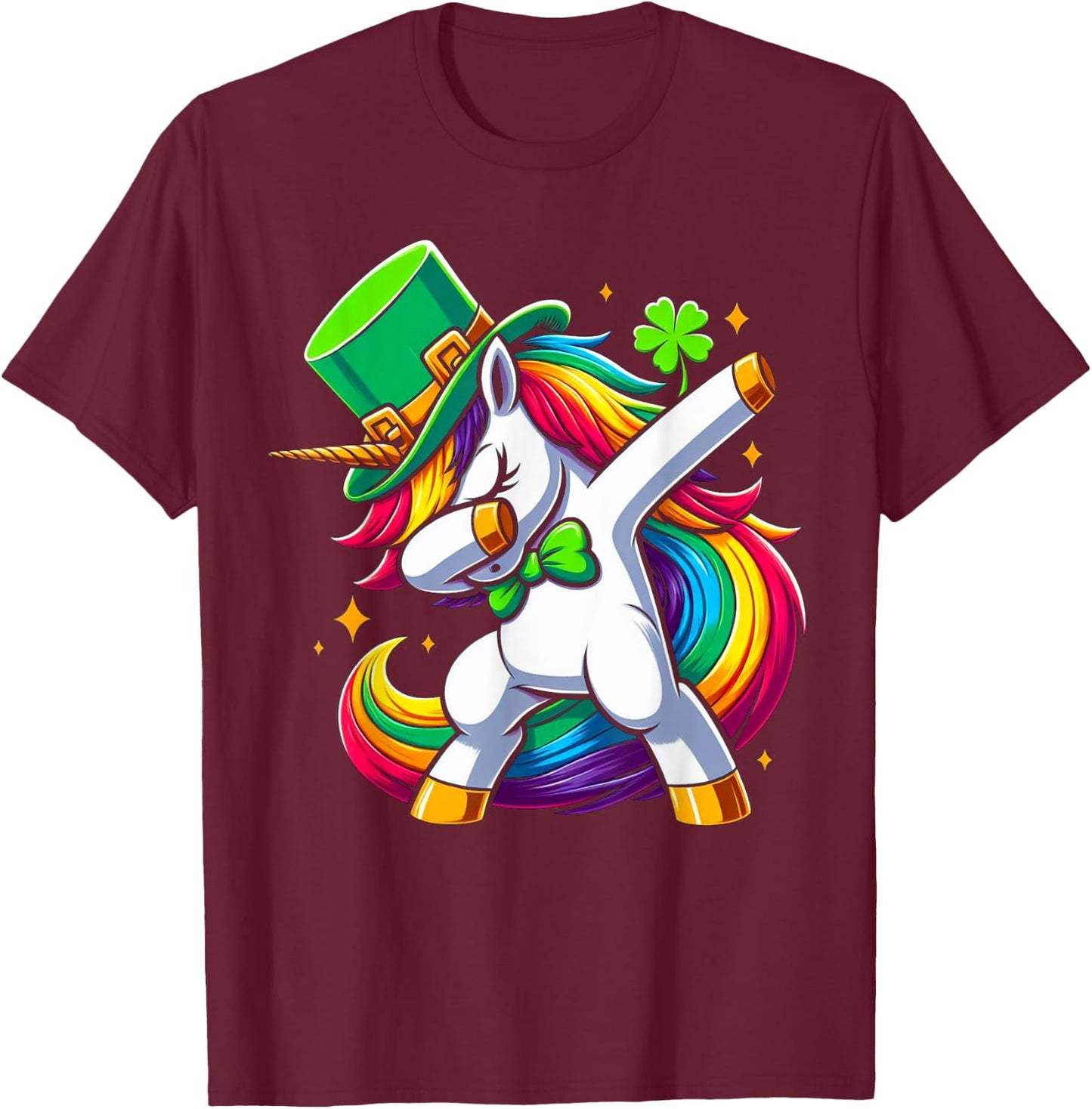St Patricks Day Girls Dabbing Unicorn Leprechaun Lepricorn T-Shirt - T-Shirt | Maroon