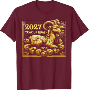 Happy Chinese New Year 2027 - Lunar New Year Goat Red 2027 T-Shirt - T-Shirt | Maroon