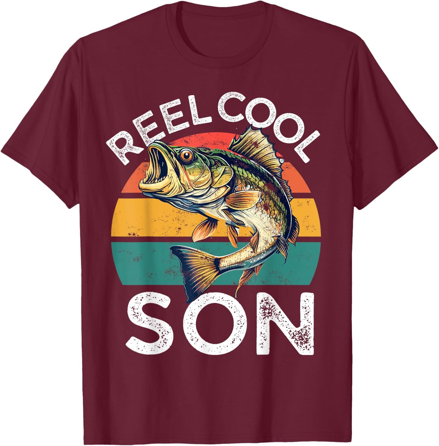 Fishing Reel Cool Son Fathers Day Funny Bass Grandson in Law T-Shirt - T-Shirt | Maroon