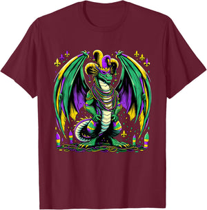 Mardi Gras Dragon Jester T-Shirt - T-Shirt | Maroon