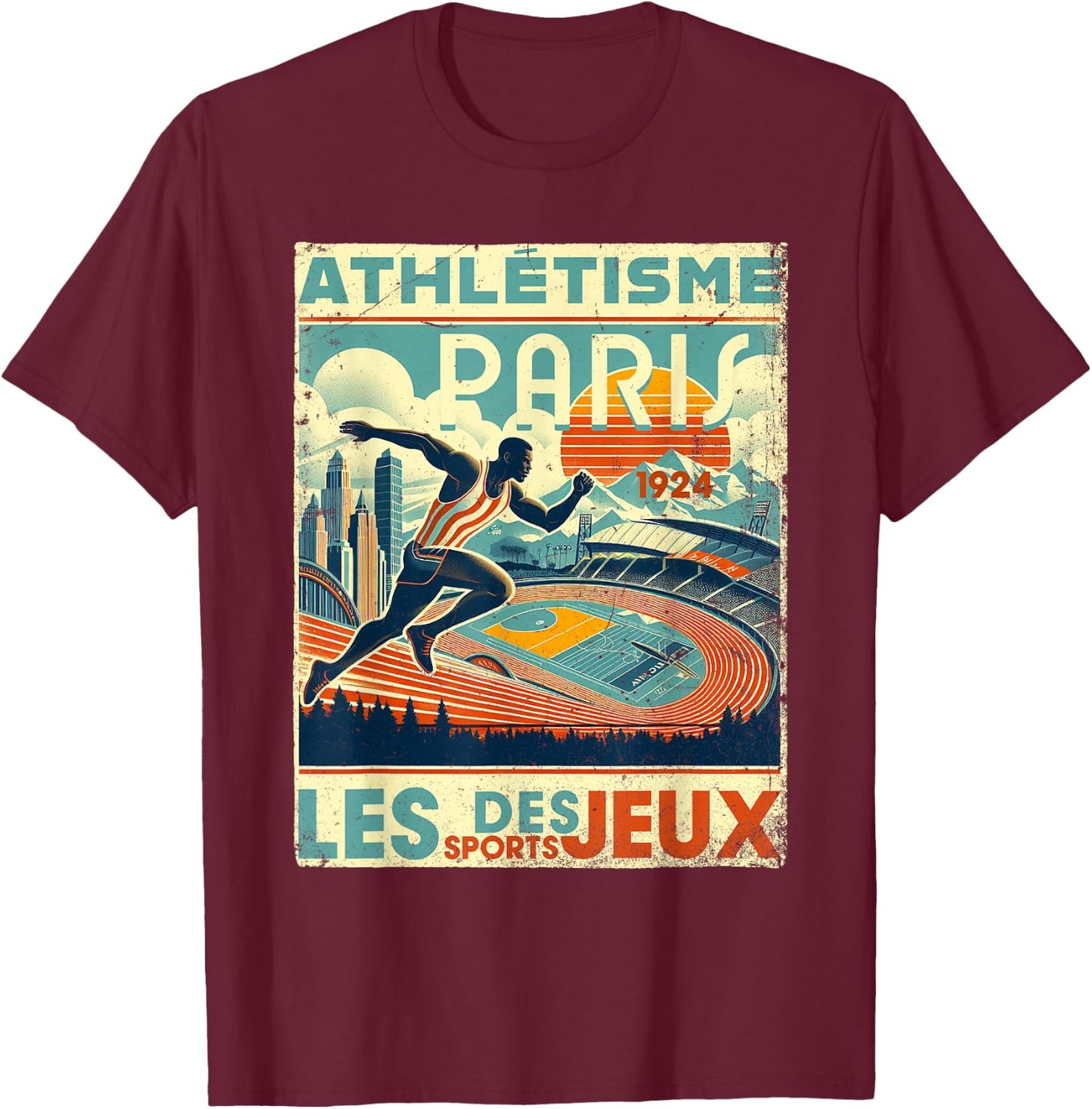 Paris Athletics 1924 The Games , black T-Shirt - T-Shirt | Maroon