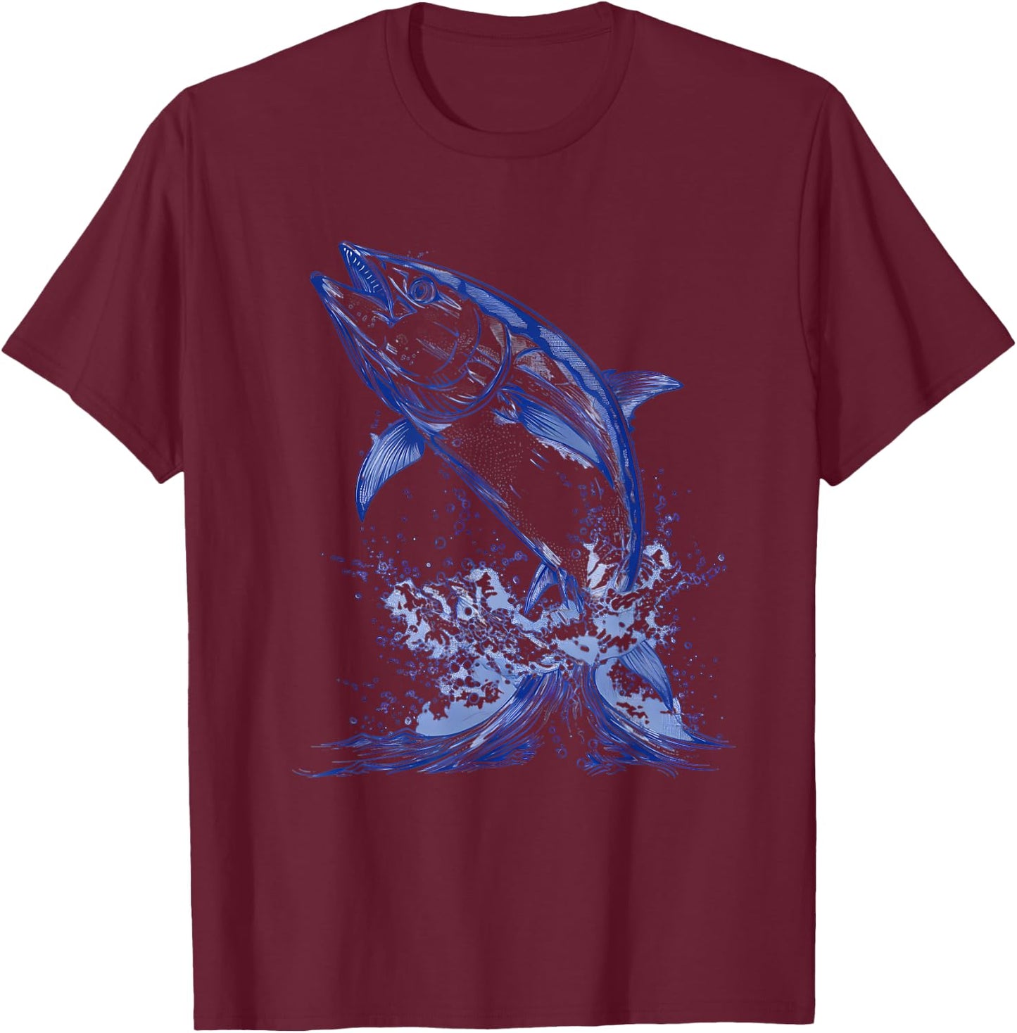 Bluefin Tuna Ocean Sea Tuna Motif Artwork Sea Ocean Animal T-Shirt - T-Shirt | Maroon