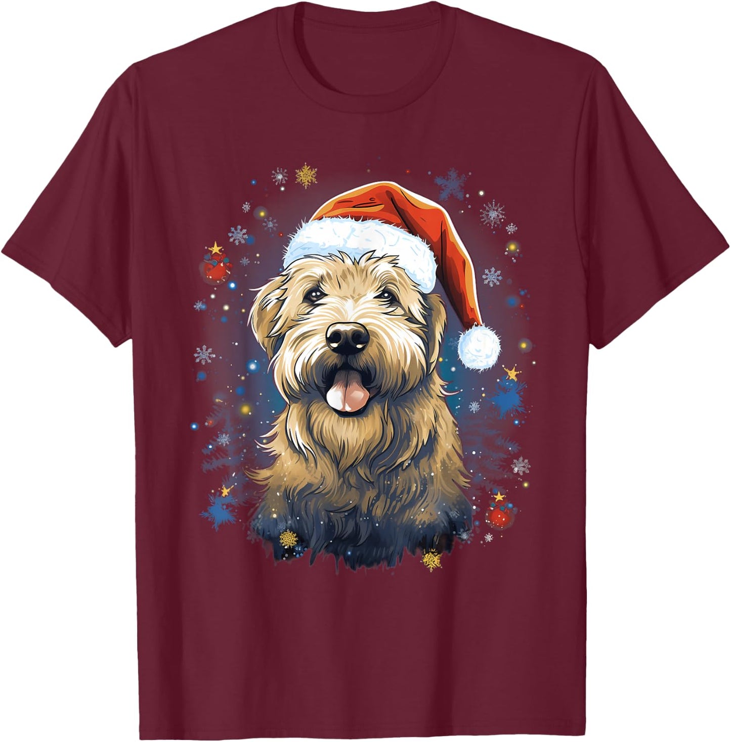 Xmas Soft-Coated Wheaten Terrier Dog Christmas Men Women Kids T-Shirt - T-Shirt | Maroon