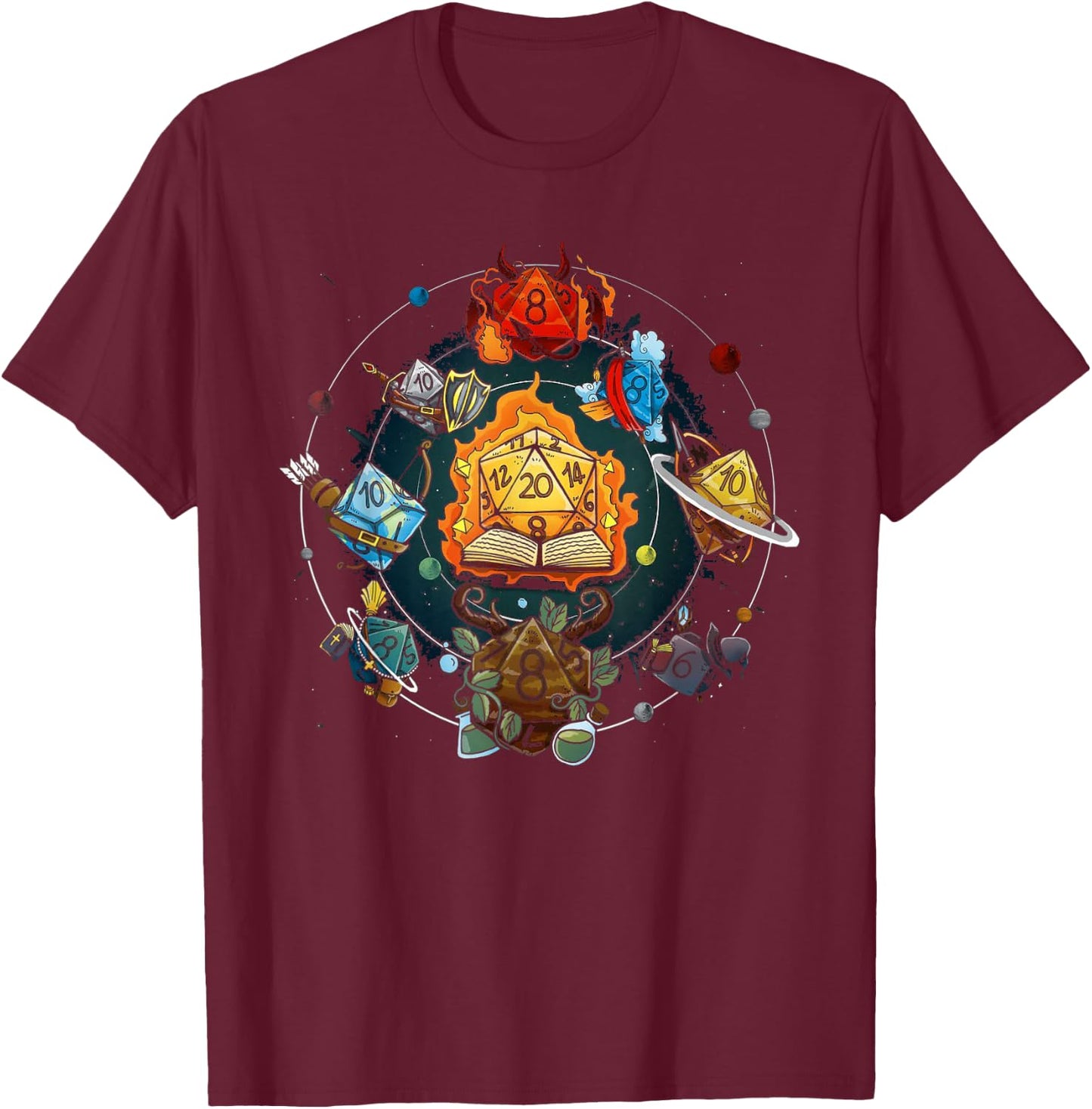 Funny Dice Role Playing Game 20 Pages , black T-Shirt - T-Shirt | Maroon