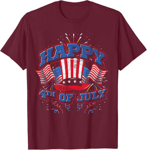 Happy 4th of July US Flag Liberty American 4th of July T-Shirt - T-Shirt | Maroon