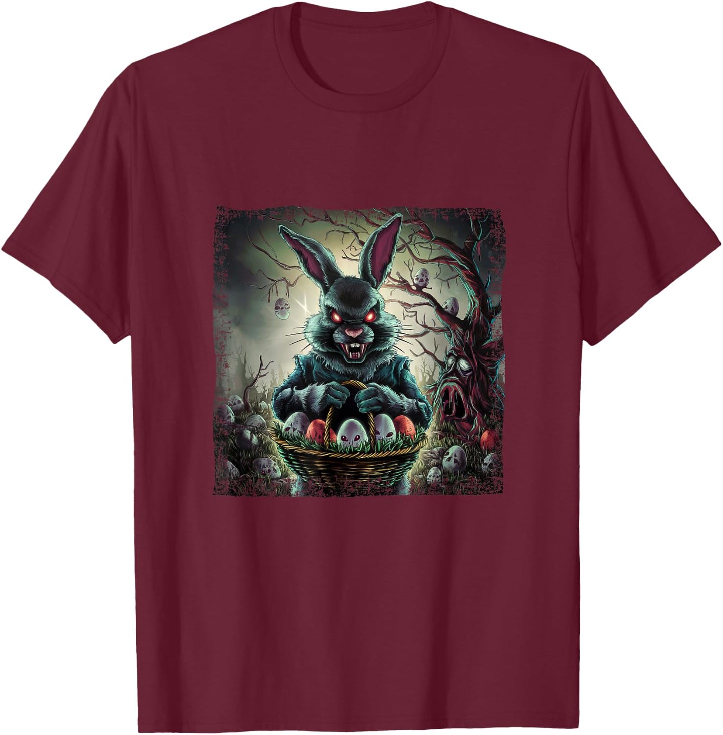 Easter Bunny Horror Rabbit Easter Egg T-Shirt - T-Shirt | Maroon
