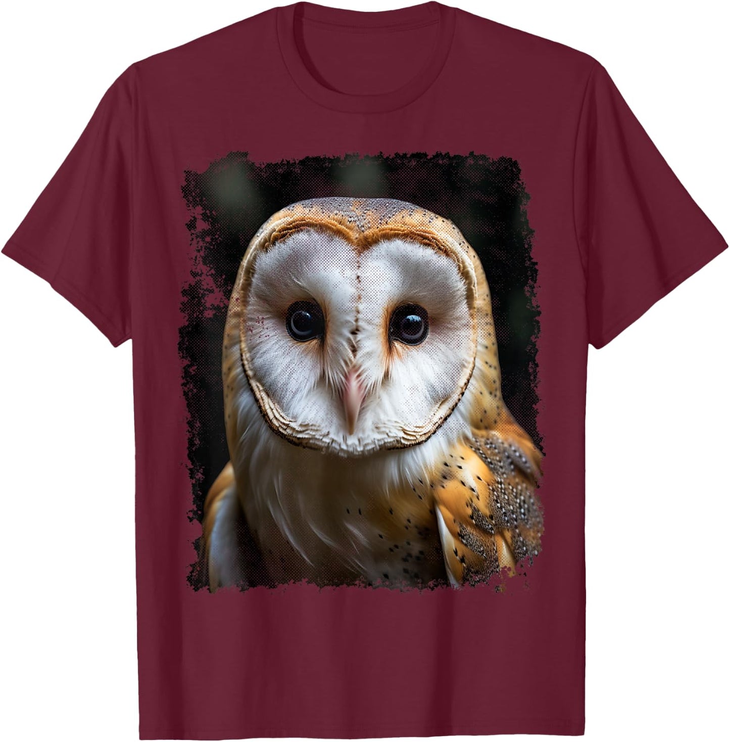 Vintage Barn Owl Animal Graphic T-Shirt - T-Shirt | Maroon