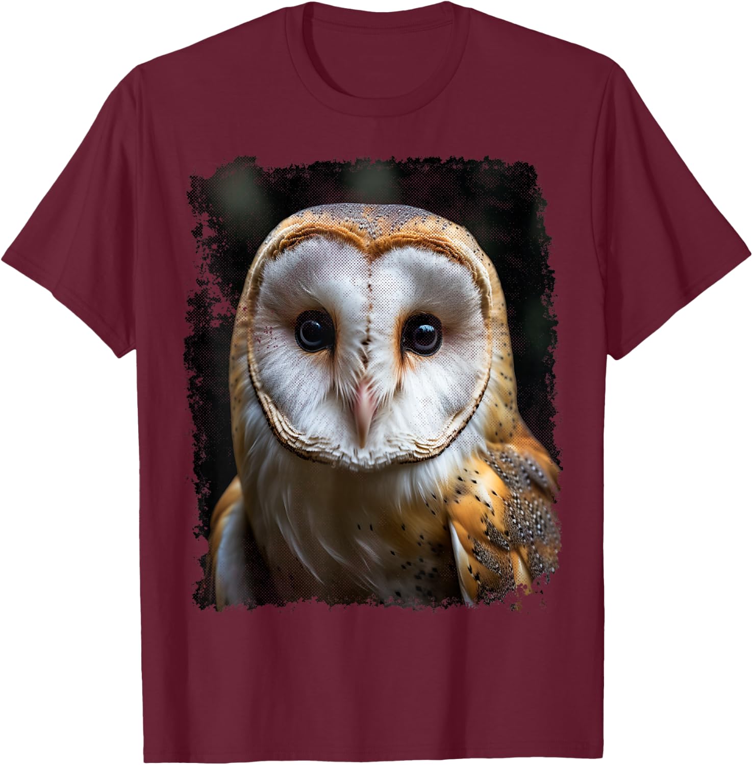 Vintage Barn Owl Animal Graphic T-Shirt - T-Shirt | Maroon