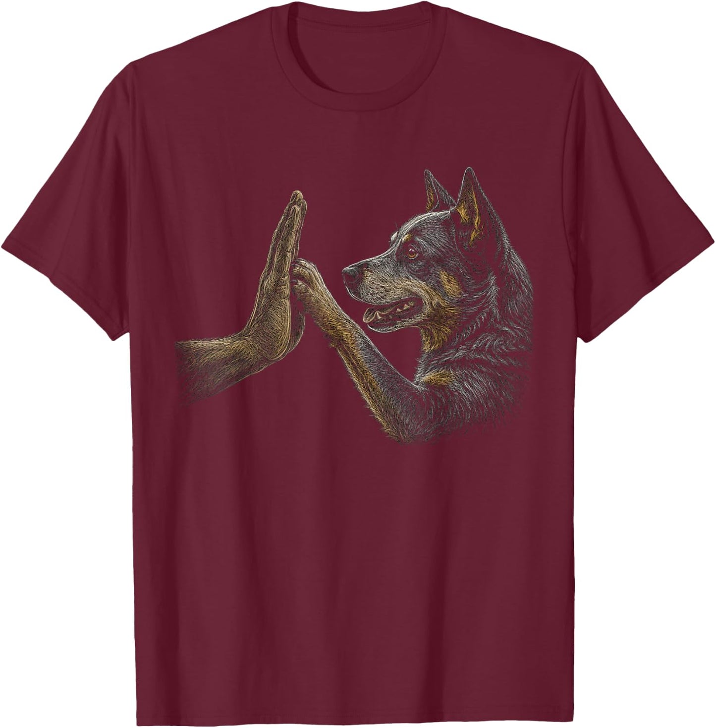 Australian Cattle Dog Blue Heeler Lover Paw Artwork T-Shirt - T-Shirt | Maroon