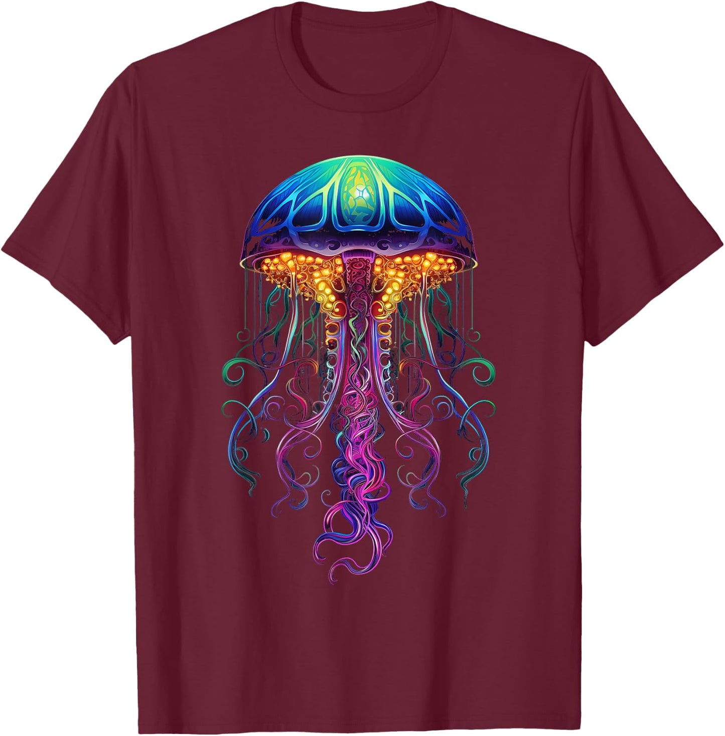 Jellyfish Fantasy Animal Colorful Art Jellyfish T-Shirt - T-Shirt | Maroon