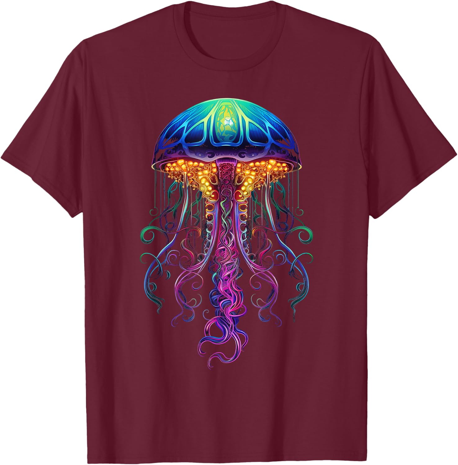 Jellyfish Fantasy Animal Colorful Art Jellyfish T-Shirt - T-Shirt | Maroon