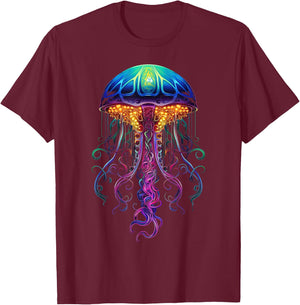 Jellyfish Fantasy Animal Colorful Art Jellyfish T-Shirt - T-Shirt | Maroon