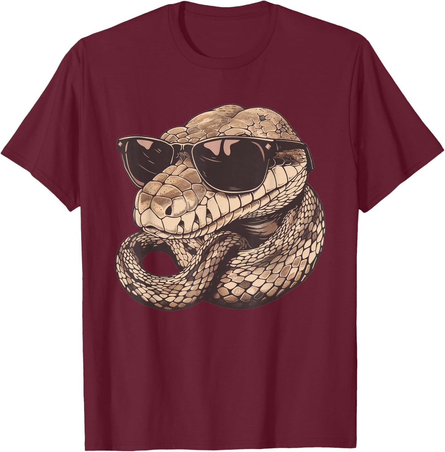 Boa Constrictor With Sunglasses T-Shirt - T-Shirt | Maroon