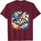 Watercolor Cat Art | Colorful Cat Design Cat Portrait T-Shirt - T-Shirt | Maroon