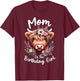 Mom Of The Birthday Girl Highland Cow T-Shirt - T-Shirt | Maroon