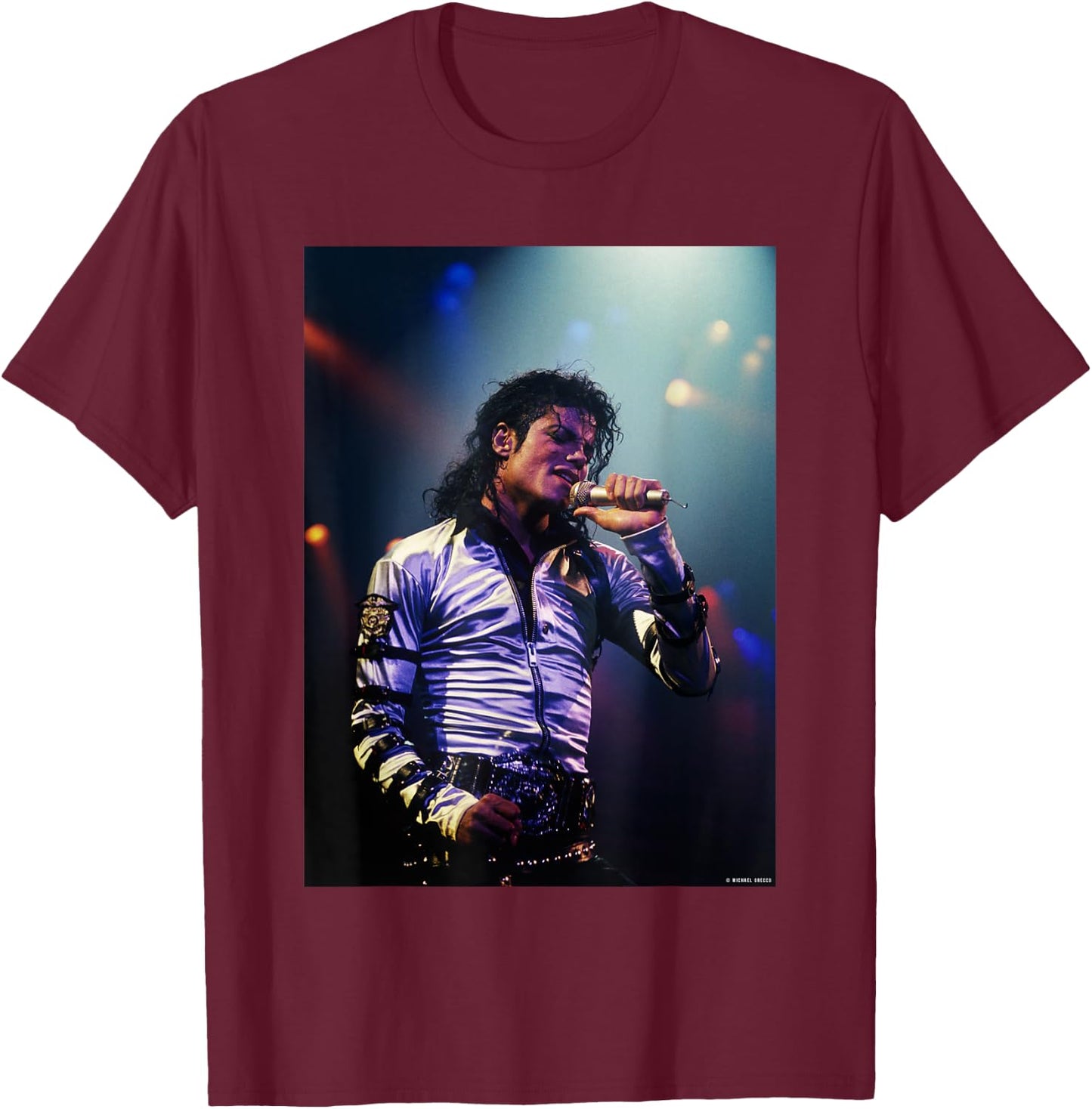 Michael Jackson Bad Tour Los Angeles by Michael Grecco T-Shirt - T-Shirt | Maroon