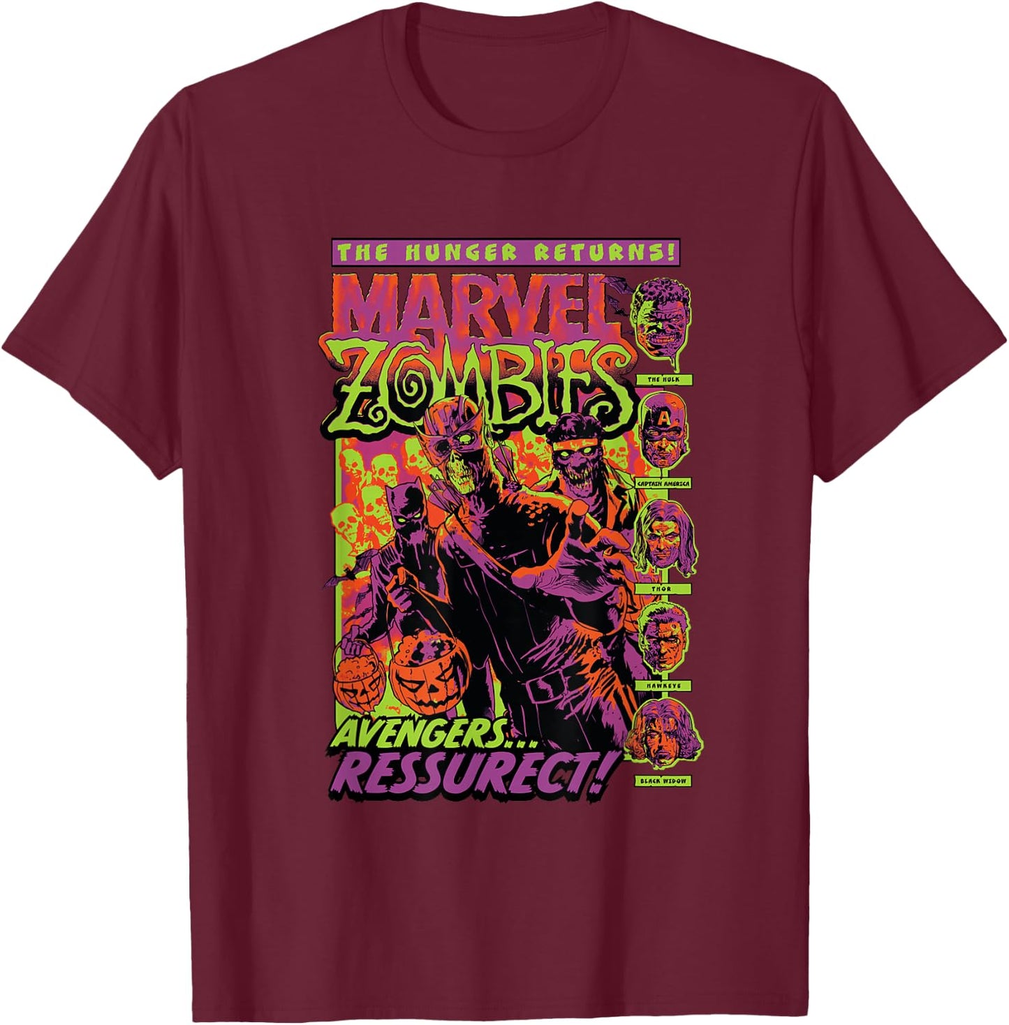 Marvel Zombies Avengers Resurrect Hunger Returns Halloween T-Shirt - T-Shirt | Maroon