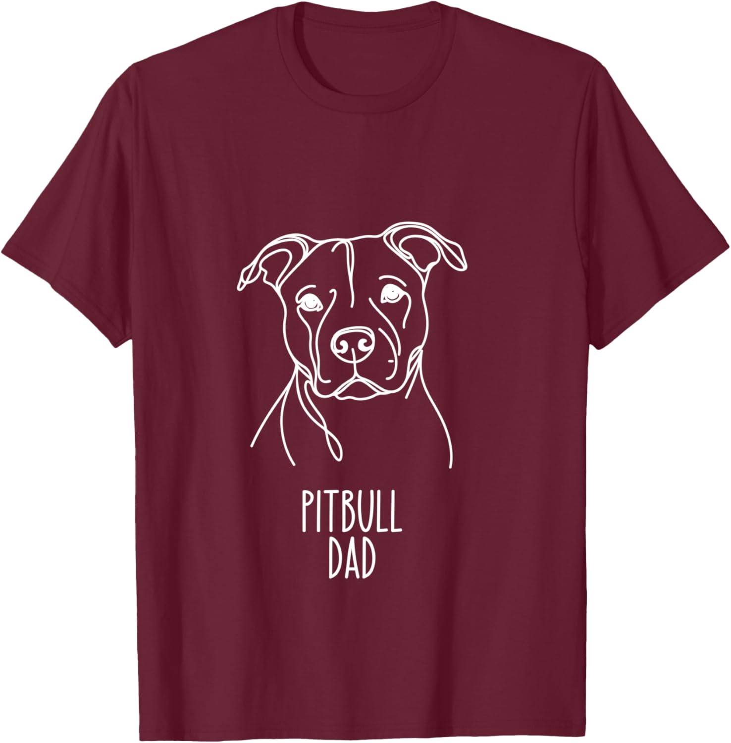Line Art Best Dog Dad Men - Pitbull T-Shirt - T-Shirt | Maroon