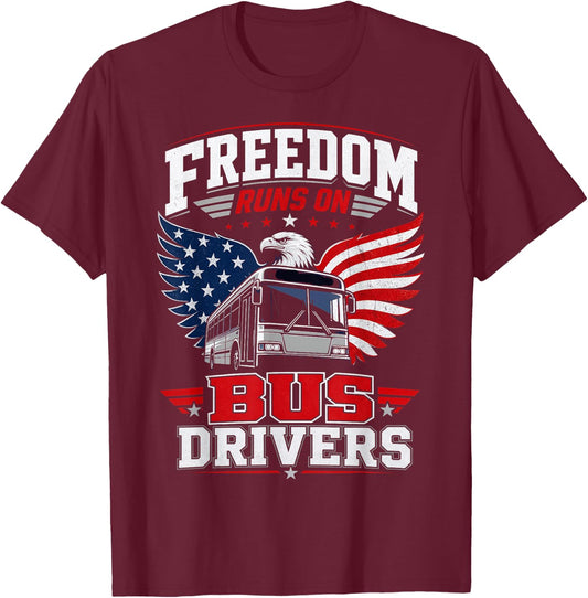 American Bus Driver Patriotic USA Transit Operator T-Shirt - T-Shirt | Maroon