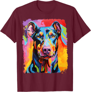 Pop Art Doberman T-Shirt - T-Shirt | Maroon