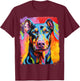Pop Art Doberman T-Shirt - T-Shirt | Maroon