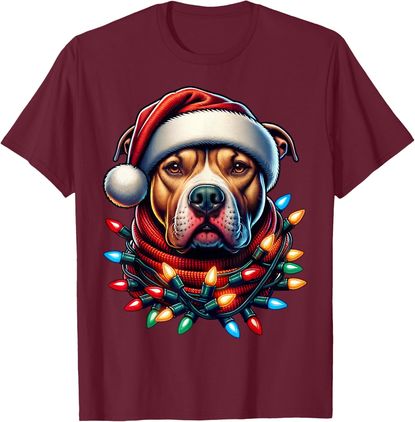 Christmas Pit bull Xmas Pit Bull Mom Dog Lover Santa T-Shirt - T-Shirt | Maroon
