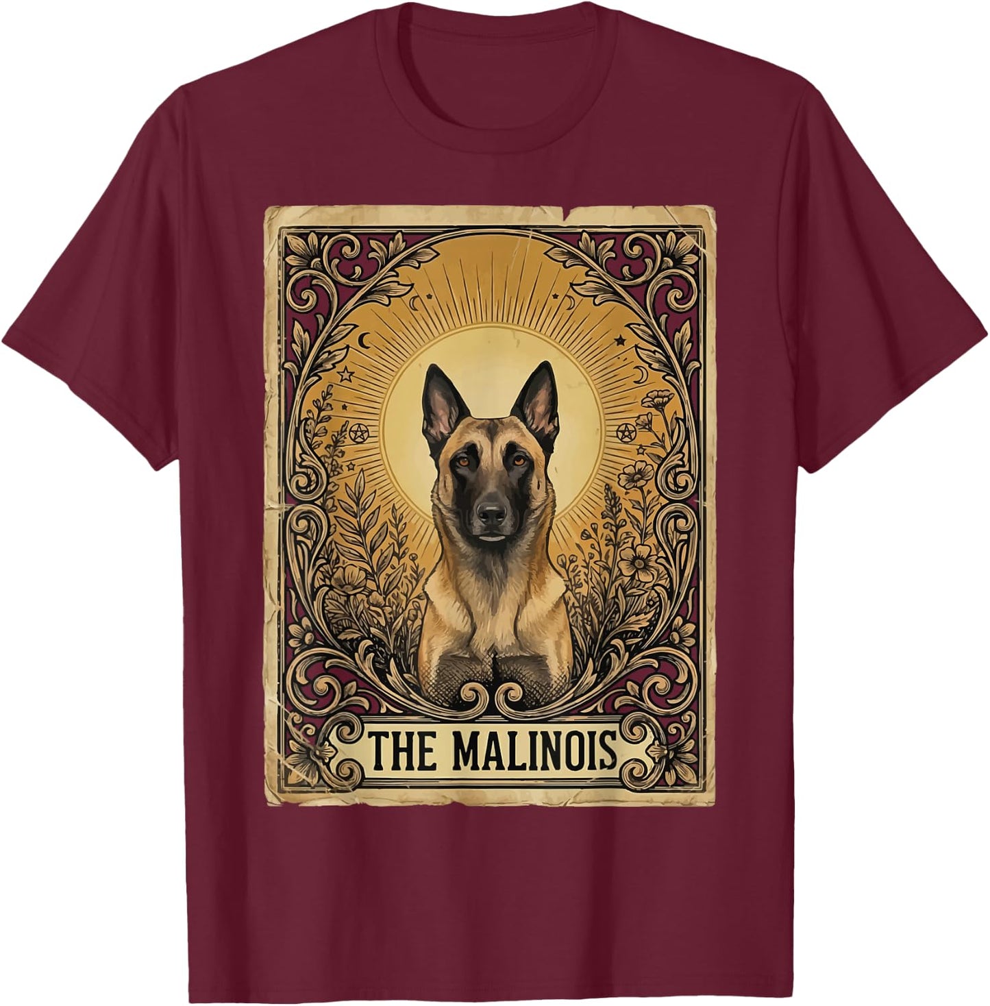 The Malinois Tarot Card T-Shirt - T-Shirt | Maroon