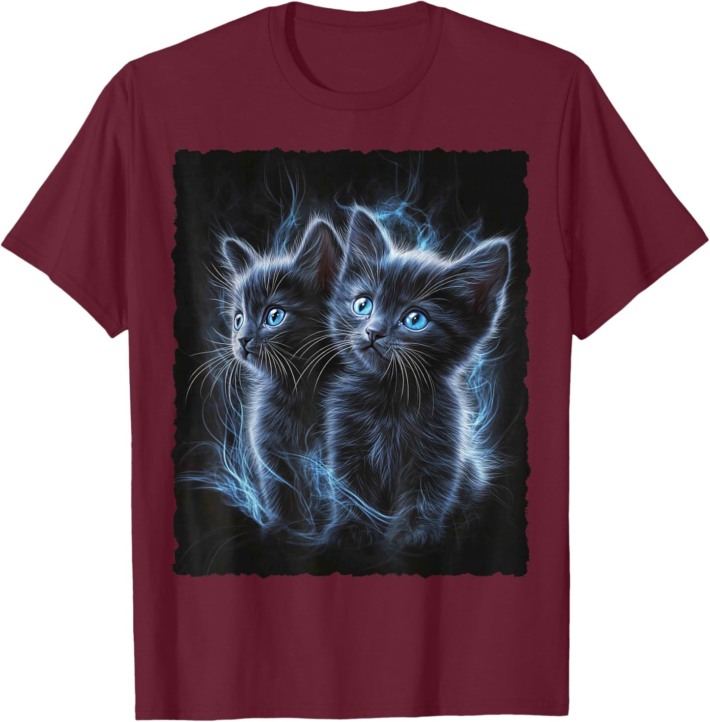 Cute Magic Cat Kitten Fantasy Art , black T-Shirt - T-Shirt | Maroon
